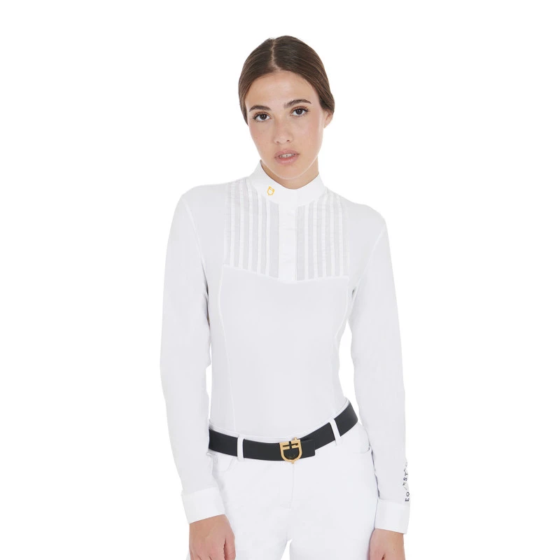 Polo de mujer slim fit con algodón plisado