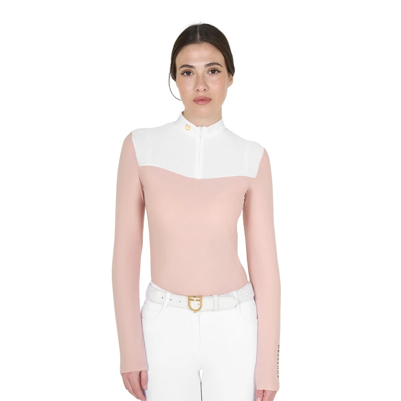 Polo de mujer de concurso en tejido técnico y mesh
