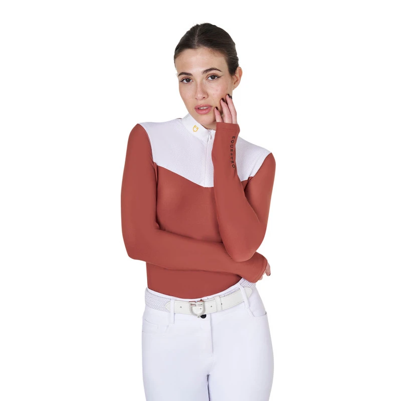 Polo de mujer de concurso en tejido técnico y mesh