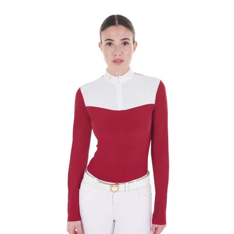 Polo de mujer de concurso en tejido técnico y mesh
