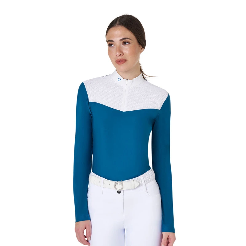 Polo de mujer de concurso en tejido técnico y mesh