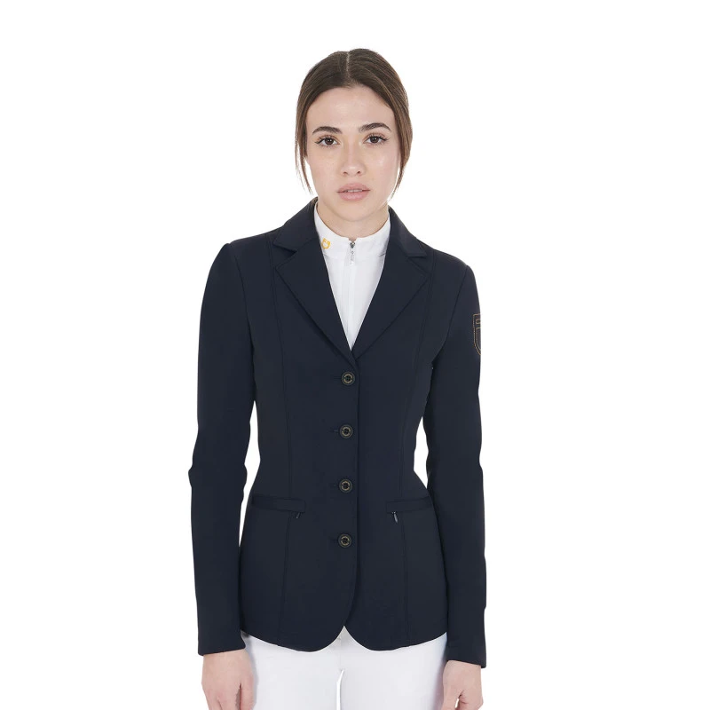 Damen-Wettkampfjacke mit kontrastierendem gesticktem Logo