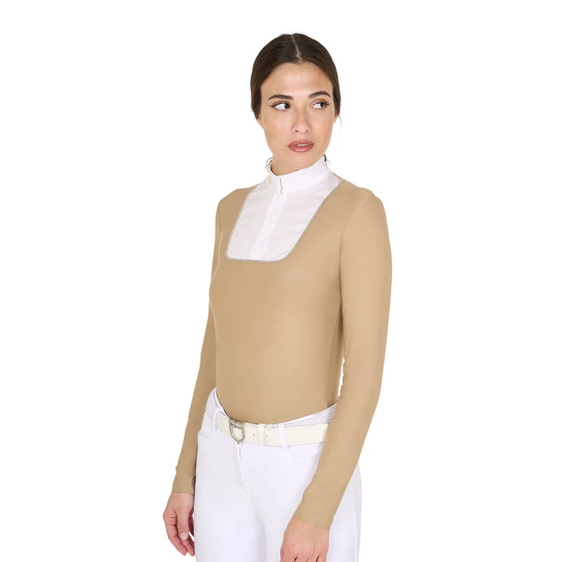 Polo de mujer entallado de concurso con botones