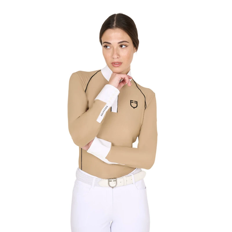 Polo de mujer slim fit de concurso con inserciones de malla