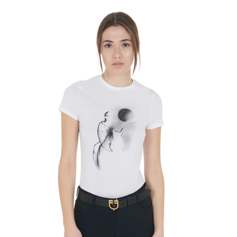 Women's slim fit T-shirt moonlight print