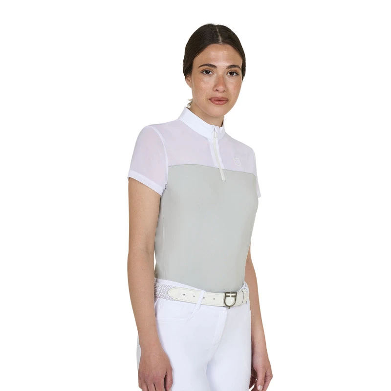 Women's training polo shirt with mesh inserts