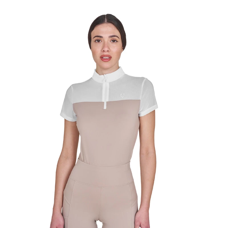 Women's training polo shirt with mesh inserts