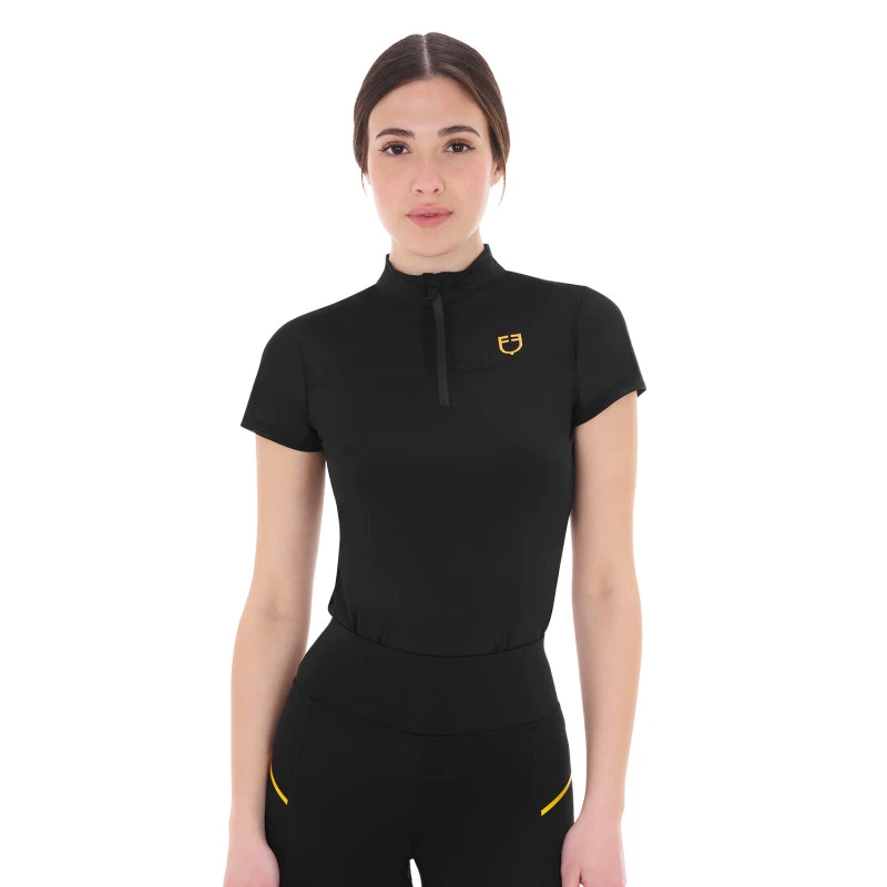 Women's training polo shirt with mesh inserts