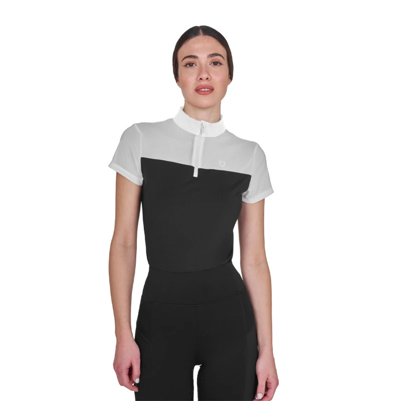 Women's training polo shirt with mesh inserts