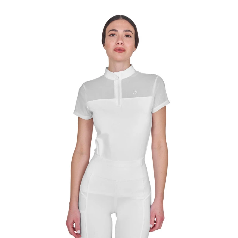 Women's training polo shirt with mesh inserts