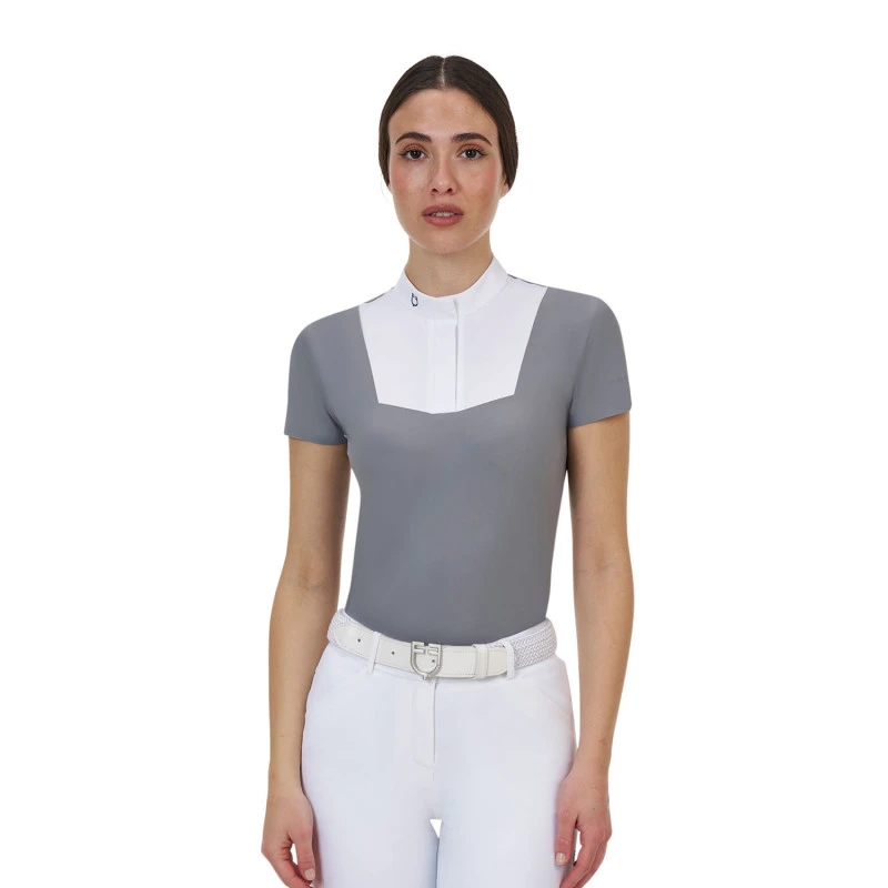 Equestro Ridertechnology Damen Turnier-Poloshirt mit kurzen Ärmeln und Knöpfen