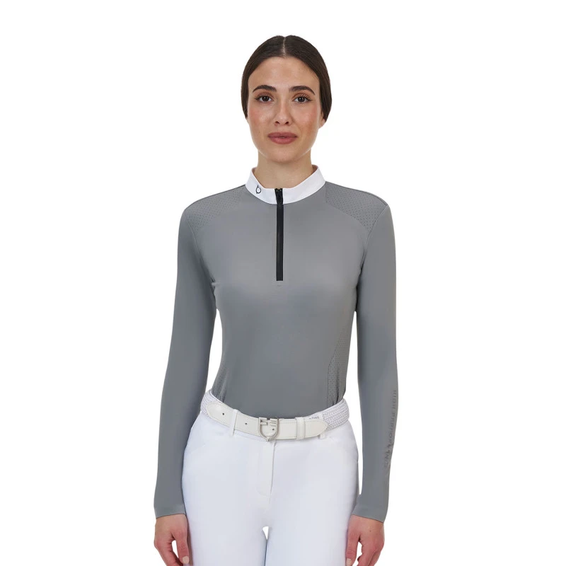 Polo concurso mujer Equestro Ridertechnology manga larga y cremallera