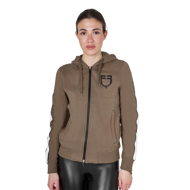 Women's hooded sweatshirt with front zip