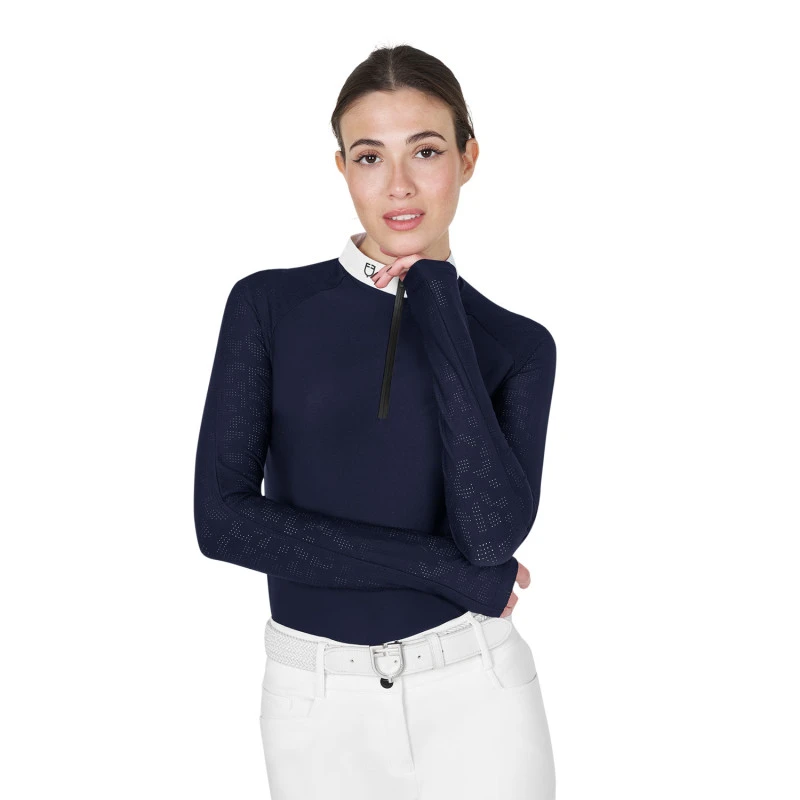 Polo de mujer slim fit de concurso con inserciones de malla