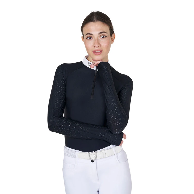 Polo de mujer slim fit de concurso con inserciones de malla