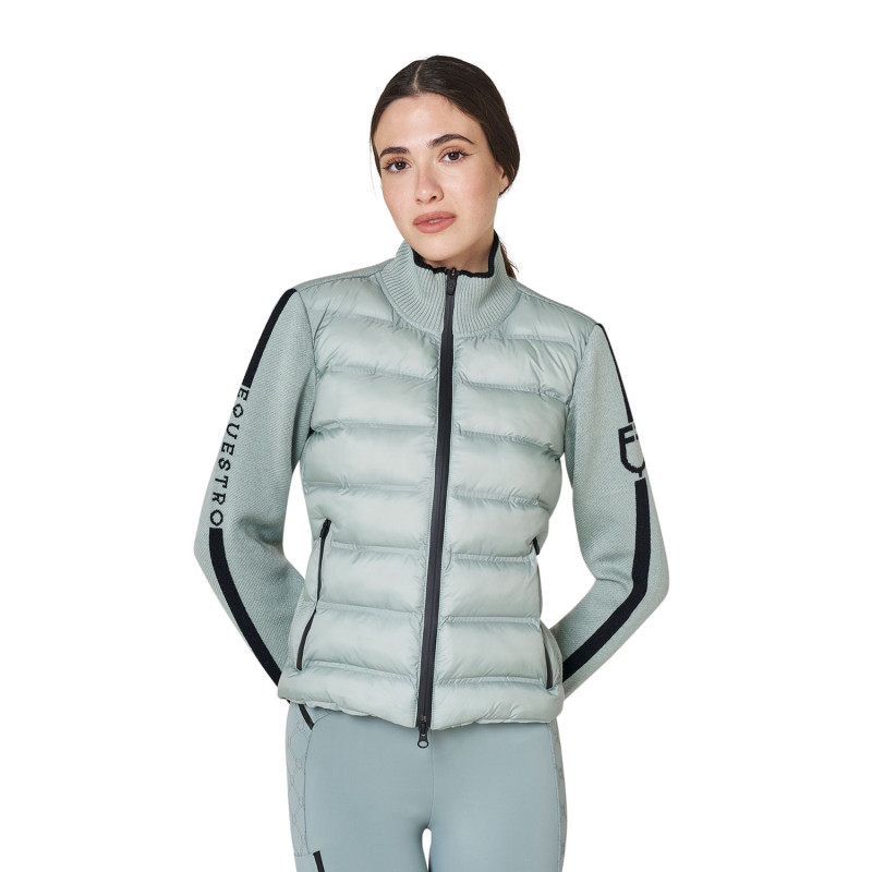 Women's jacket in nylon and knit with zip