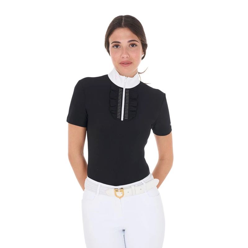 Polo concurso mujer slim fit con volantes y strass