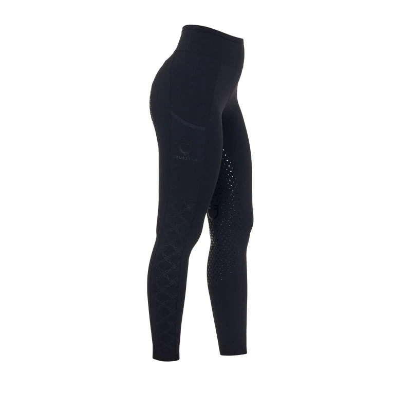 Women's leggings with perforated decorations