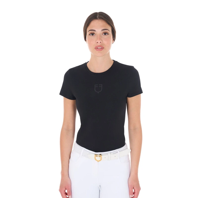 Women's basic T-shirt with tone-on-tone logo