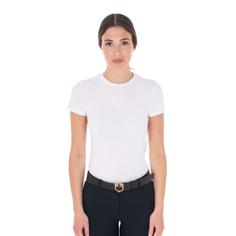 Women's basic T-shirt with tone-on-tone logo