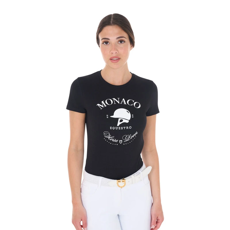 Women's Monaco cotton T-shirt with rhinestones