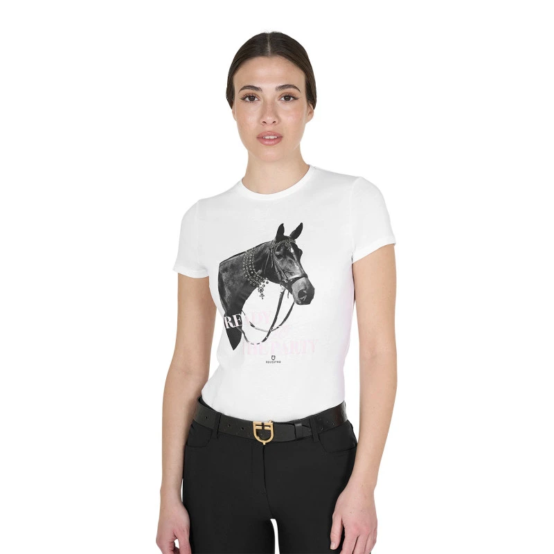 Women's Ready To The Party cotton T-shirt with rhinestones