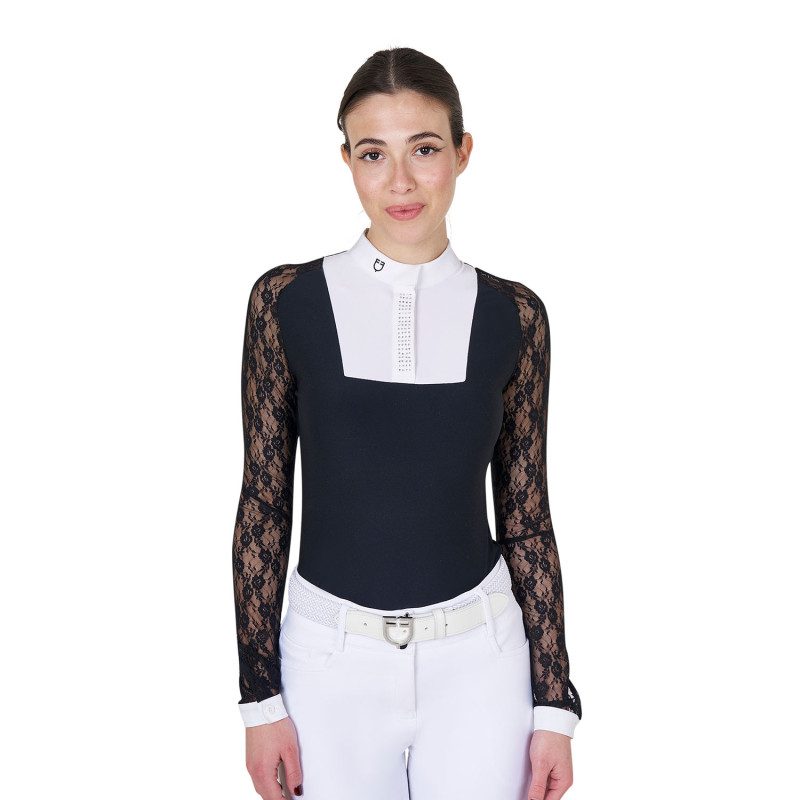 Women's lace long-sleeved competition polo shirt