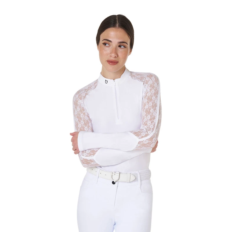 Women's lace long-sleeved training polo shirt