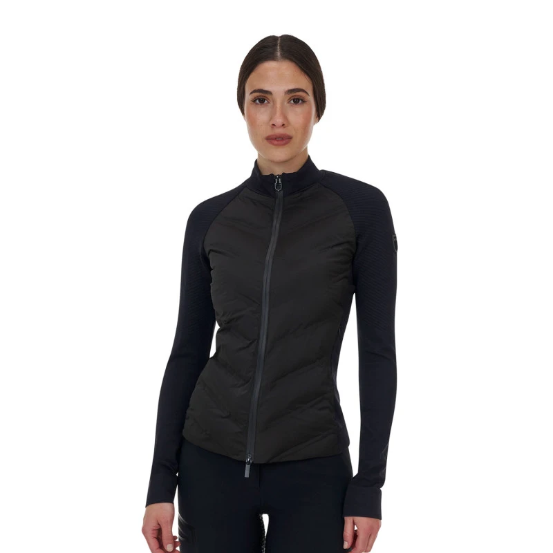 Damen Ridertechnology Full Zip Hybrid Nylon+Strick Steppjacke