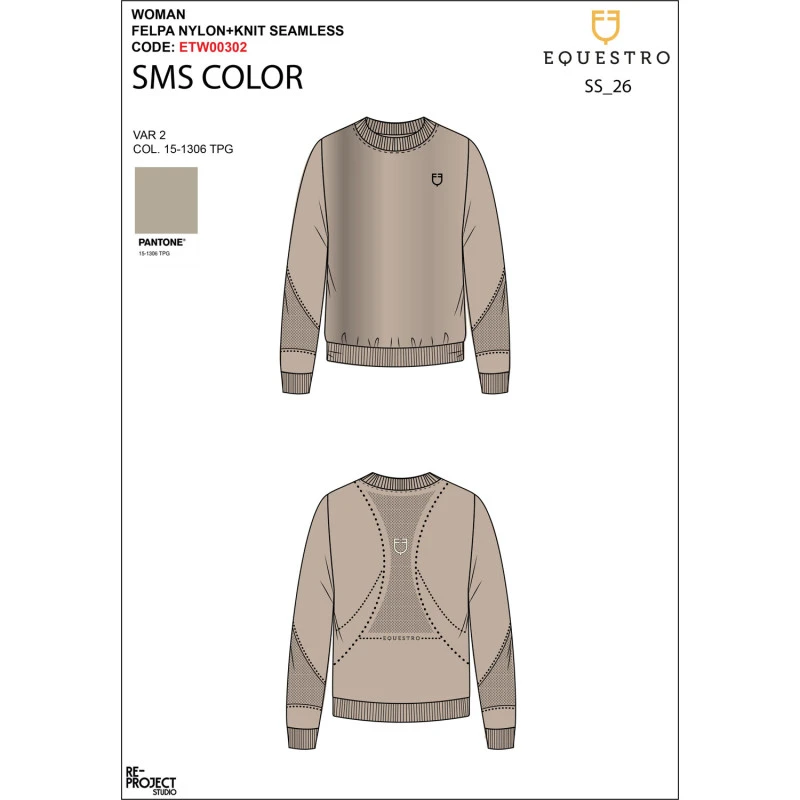 Women's technical crewneck sweatshirt with micro-mesh inserts