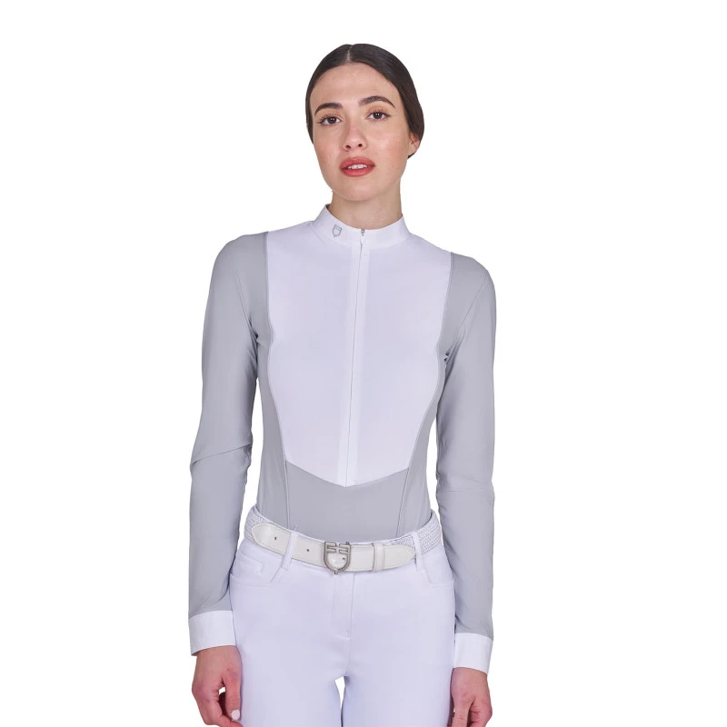 Polo de mujer de concurso de manga larga y cremallera