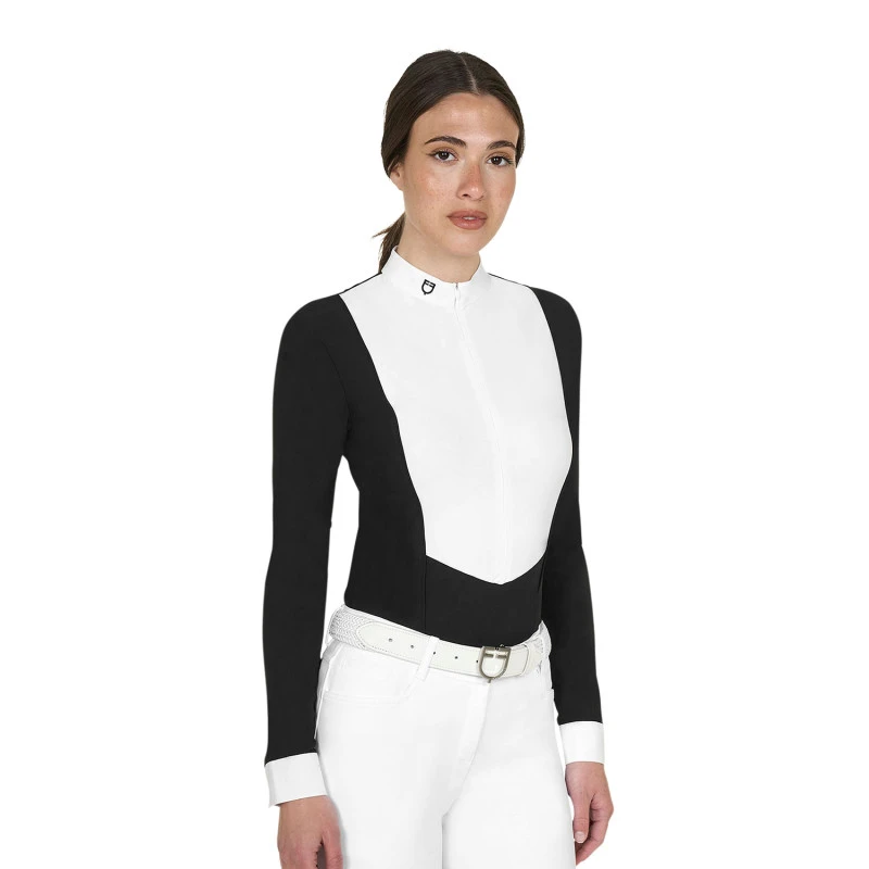 Polo de mujer de concurso de manga larga y cremallera