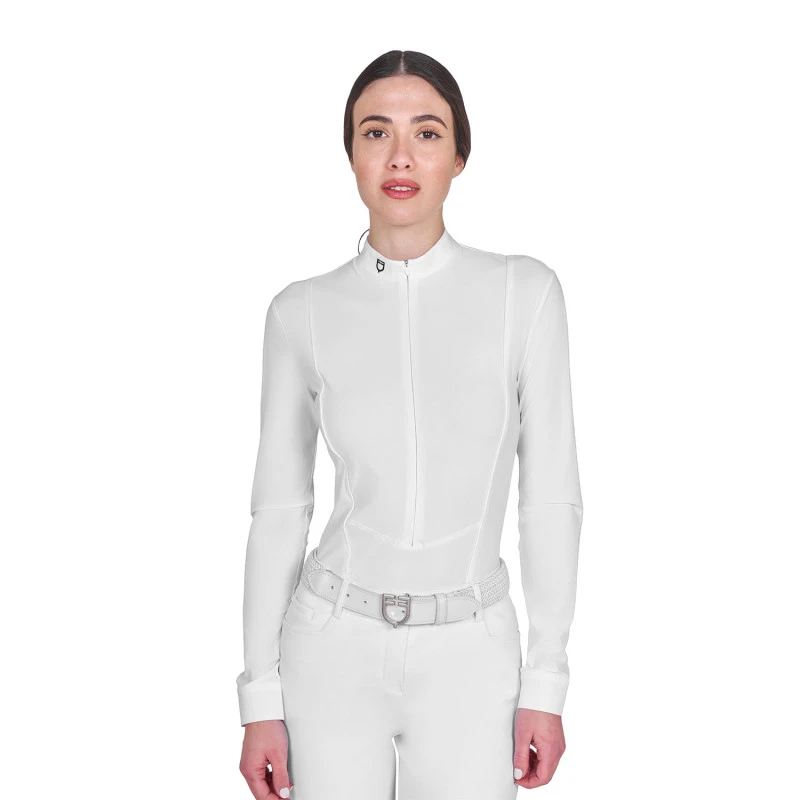 Polo de mujer de concurso de manga larga y cremallera