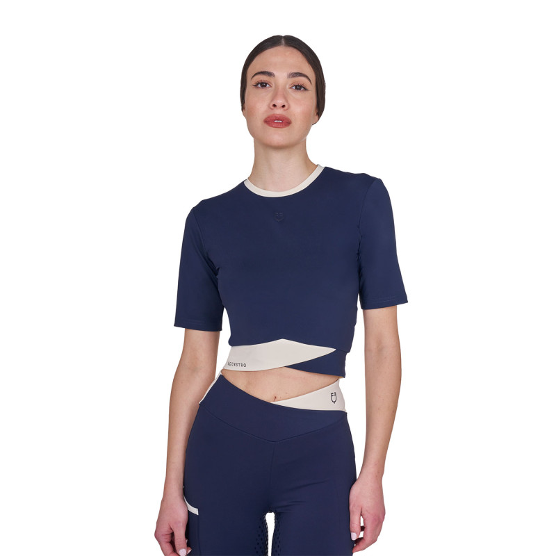 Women's cropped T-shirt in technical fabric