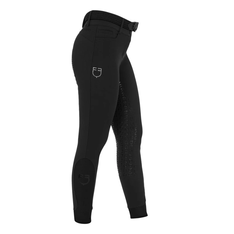 Women's high-waisted full-grip breeches with rhinestone logo