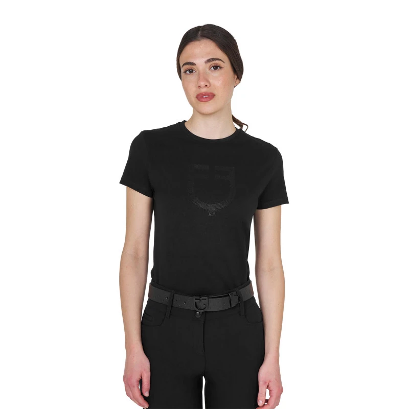 Women's basic T-shirt with tone-on-tone glossy logo