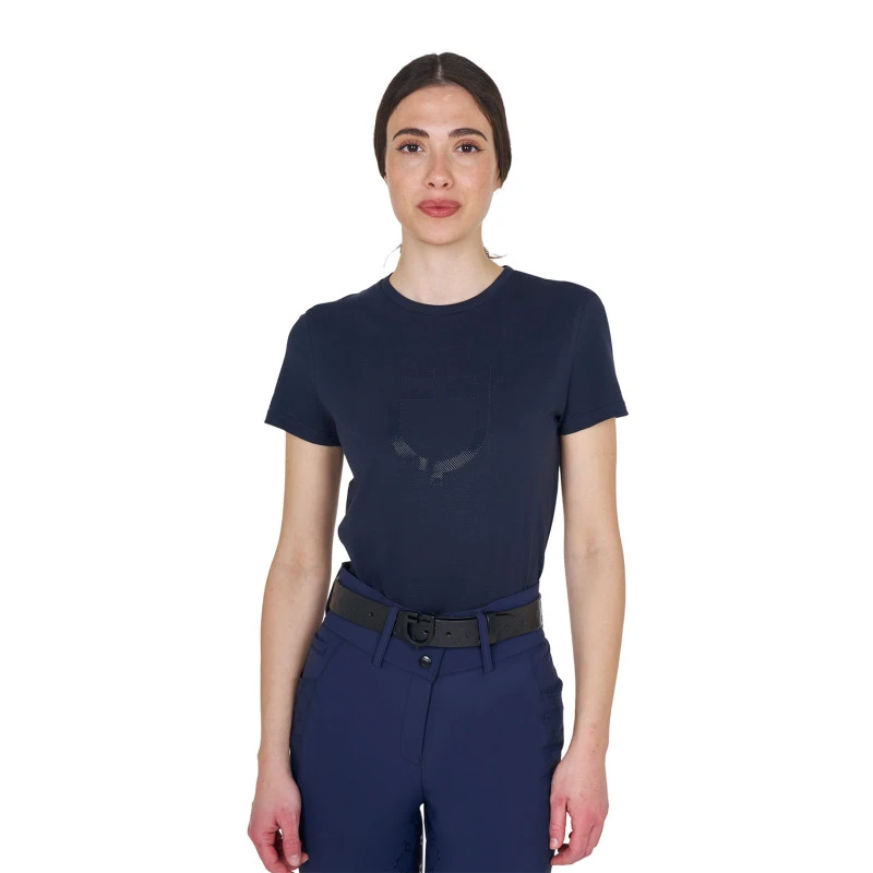 Women's basic T-shirt with tone-on-tone glossy logo