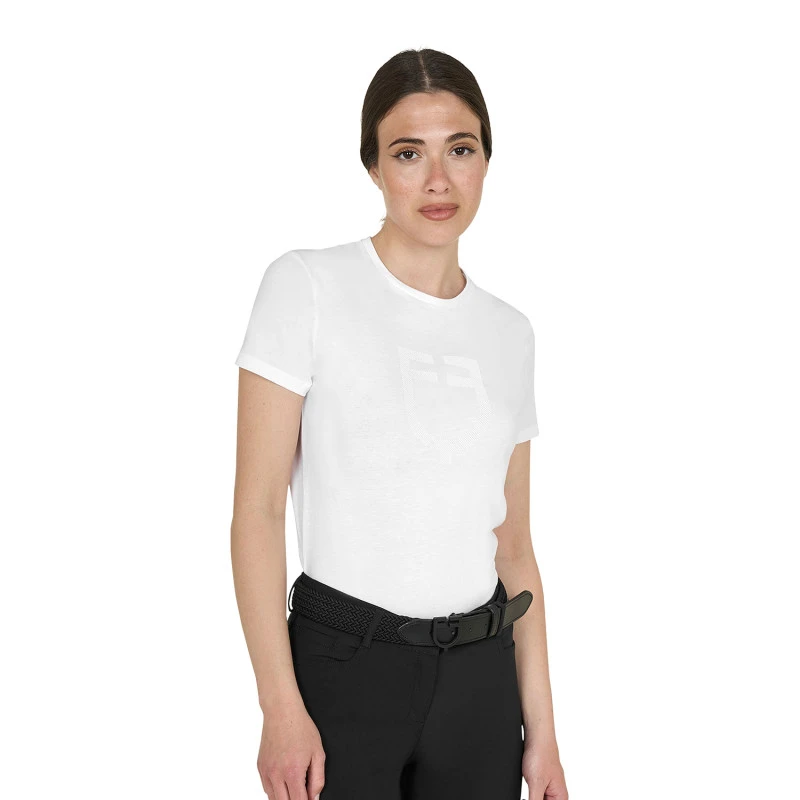 Women's basic T-shirt with tone-on-tone glossy logo