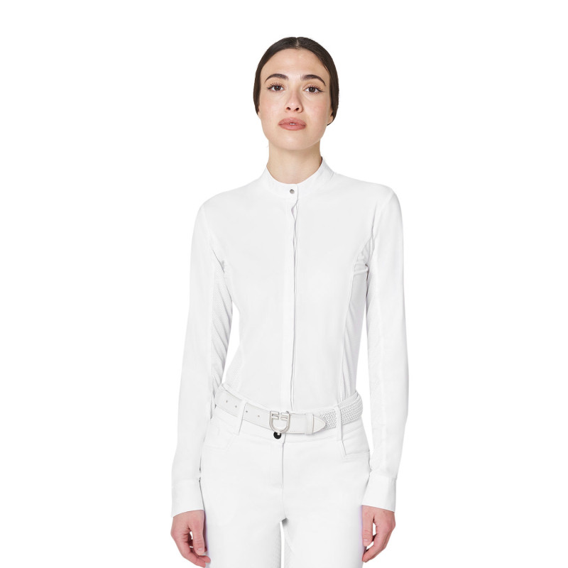 Women’s competition polo with shirt collar and mesh inserts