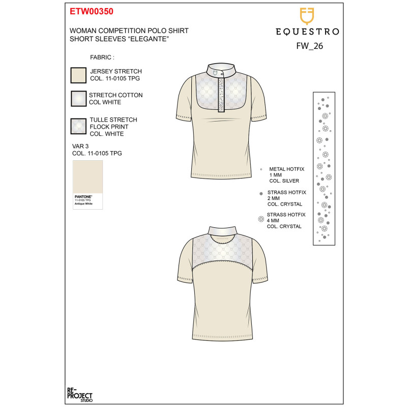 Women's competition polo shirt with tulle inserts