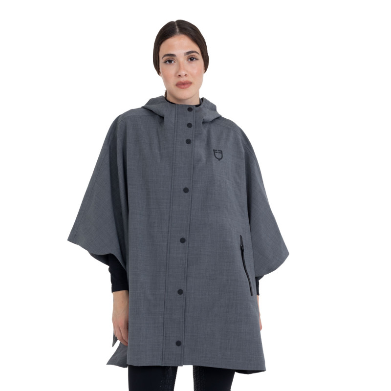 Women's rain-resistant cape in wool blend