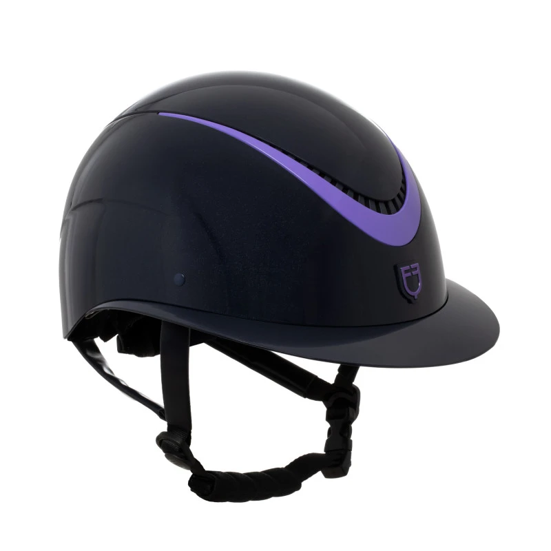 Helmet polished faux leather strap homologation EN 1384-2023