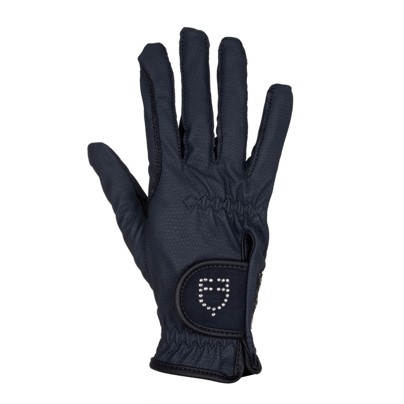 Women's gloves in soft technical fabric with glitter logo