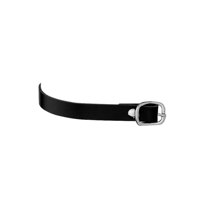 Hs Sporenriemen Leder schwarz 45cm mit Schnalle Stahl verchromt