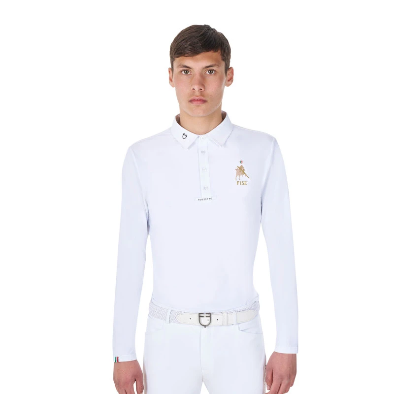 Polo de hombre de concurso manga larga Equestro X FISE