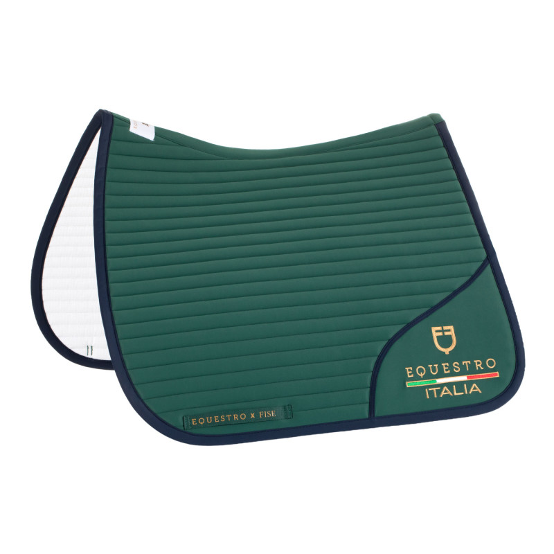 Dressage saddle pad with embroidered logo Equestro X FISE 100