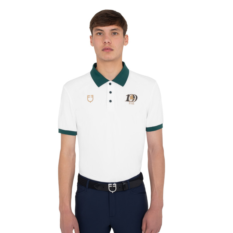 Men's three-button training polo shirt Equestro X FISE 100