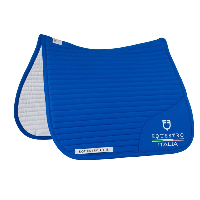 Dressage saddle pad with embroidered logo Equestro X FISE