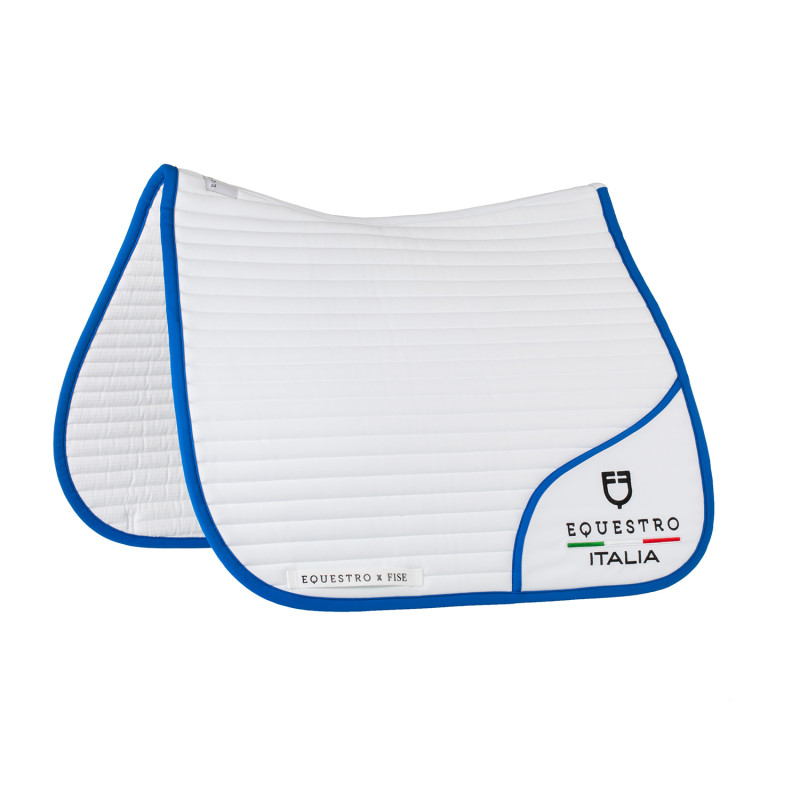 Dressage saddle pad with embroidered logo Equestro X FISE