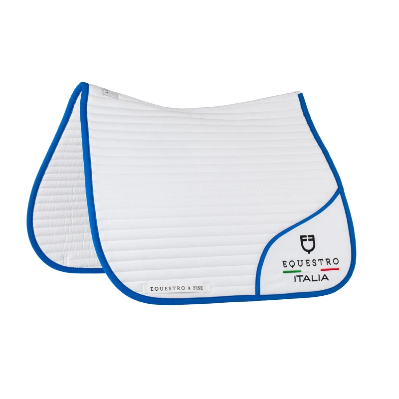 Dressage saddle pad with embroidered logo Equestro X FISE